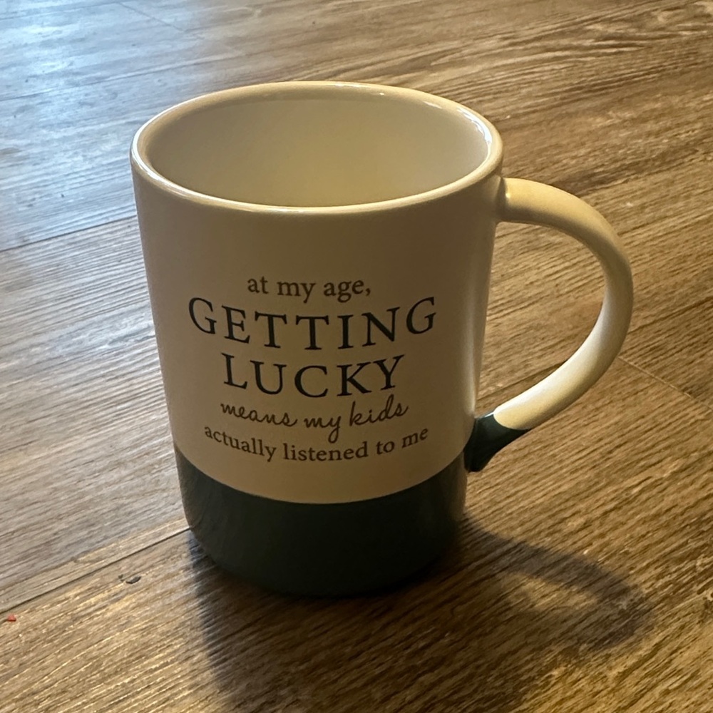 Green and White Ceramic Mug 16oz